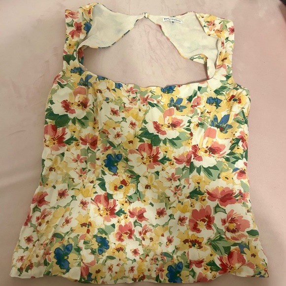 Reformation Tops - Reformation Floral Square-Neck Camisole - Cream Multi